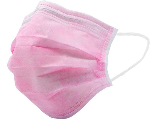 Mountainside Medical Equipment Pink Adult Face Mask with Ear loops Strings, 3-Ply - Pack of 10 | Mountainside Medical Equipment 1-888-687-4334 to Buy
