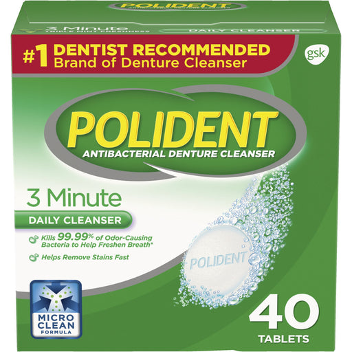 Buy GlaxoSmithKline Polident 3 Minute Soak Antibacterial Denture Cleanser 40 ct  online at Mountainside Medical Equipment