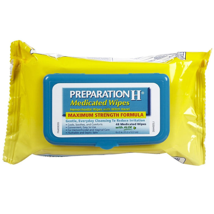 Glaxo SmithKline Preparation H Medicated Wipes with Aloe Vera, 48 each | Buy at Mountainside Medical Equipment 1-888-687-4334