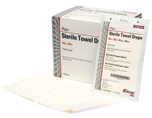 Buy Towel Drapes, Sterile, Plain, Non-Fenestrated 18" x 26", 50/Box used for Sterile Towel drape