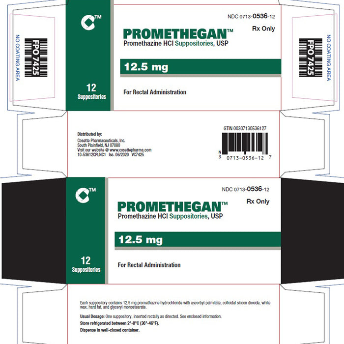 Buy Cosette Pharma Promethegan Promethazine HCL Suppositories 12.5mg Cosette Pharma, 12 Count  online at Mountainside Medical Equipment