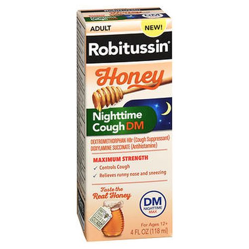 Buy Cardinal Health Robitussin Maximum Strength Honey Nighttime Cough DM Cough Medicine, 4 oz Bottle  online at Mountainside Medical Equipment