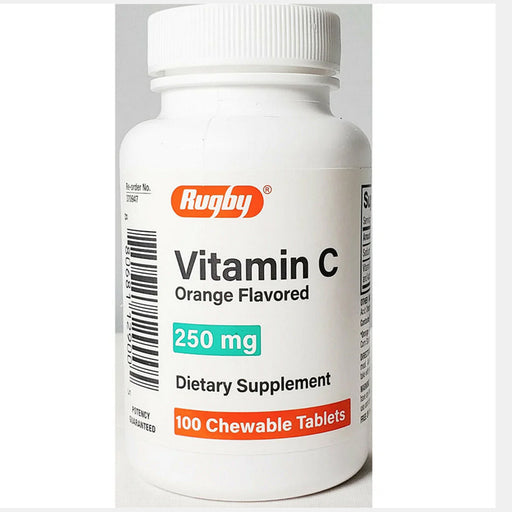 Vitamin C 250mg Chewable Tablets Orange Flavored 100 Count for immune health and antioxidant support