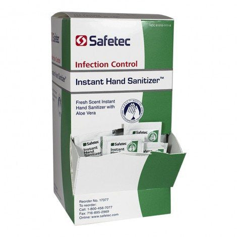 Hand Sanitizers | Safetec Instant Hand Sanitizer Packets with Aloe, 144/Box