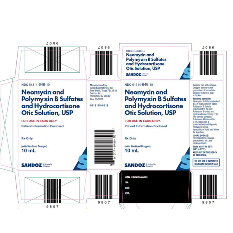 Sandoz Neomycin, Polymyxin B and Hydrocortisone Combination Ear Drops
