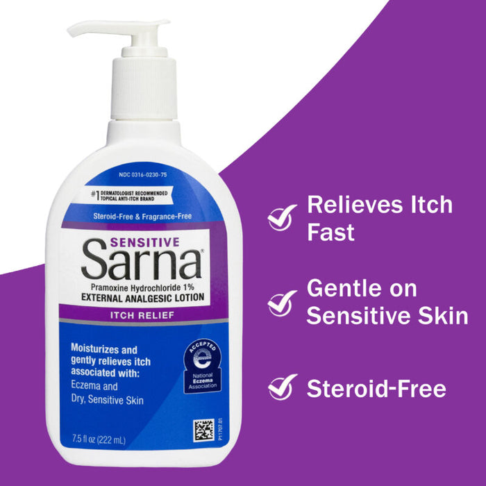 Emerson Healthcare Sarna Sensitive Anti Itch Eczema & Dry Skin Relief Body Lotion 7.5 oz | Mountainside Medical Equipment 1-888-687-4334 to Buy