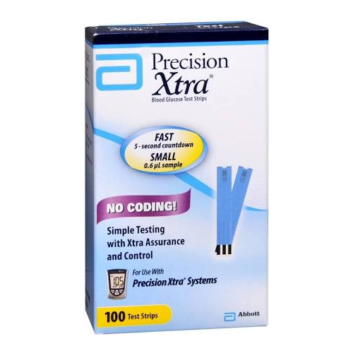 Abbott Precision Xtra Blood Glucose Test Strips, 100 count