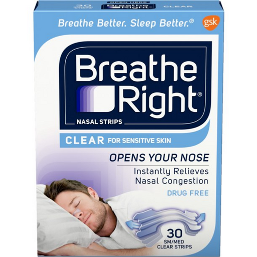 Nasal Congestion Relief | Breathe Right Nasal Strips Clear Small/ Medium, 30 Count