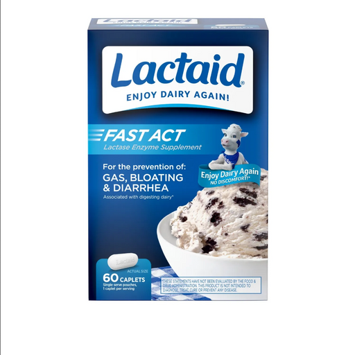 Digestive Care | Lactaid Fast Act Lactase Enzyme Supplement for Lactose Intolerance, 60 caplets