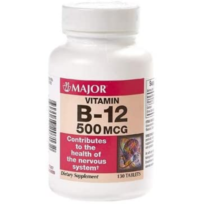 Vitamin B12 Supplement 500 mcg (Cyanocobalamin) by Rugby 100 Tablets