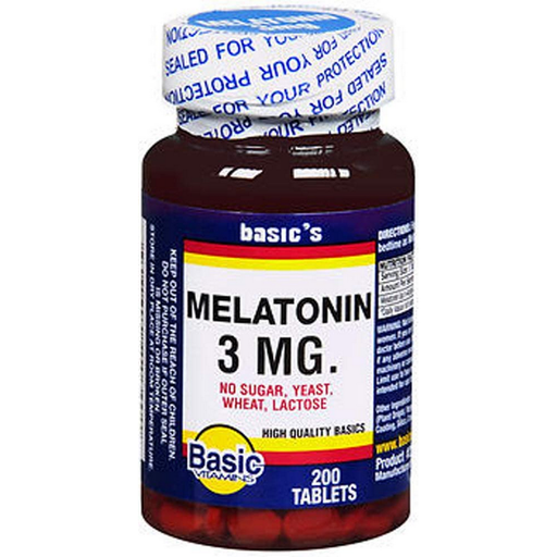 Sleep Aid, | Melatonin 3 mg, 200 Tablets - Basic Vitamins