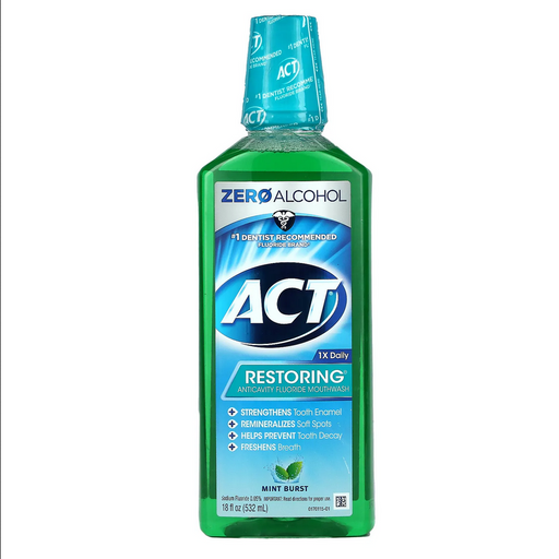 Mouthwash, | ACT Restoring Anticavity Fluoride Mouthwash Mint Burst, 18 fl oz