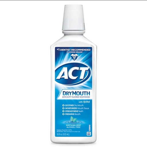 Mouthwash, | ACT Total Care Drymouth Anticavity Fluoride Mouthwash Soothing Mint, 18 fl oz
