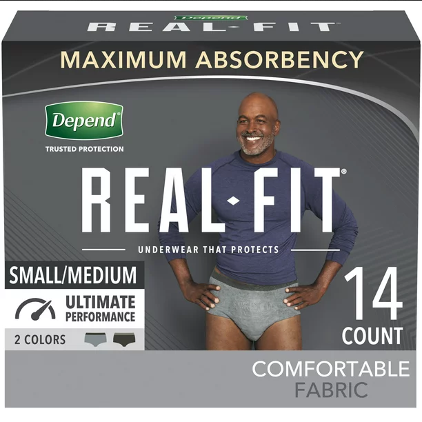 Depend Real Fit Incontinence Underwear for Men, Small/Medium, 14 count —  Mountainside Medical Equipment