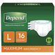Depend Fitted Briefs Maximum Absorbency, Unisex Large 16 count