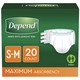 Depend Fitted Briefs Maximum Absorbency, Unisex, Small/Medium 20 count