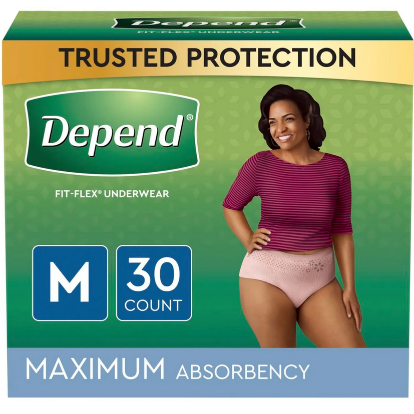 Depend Fit-Flex Incontinence Underwear for Women, Medium, 30 ct