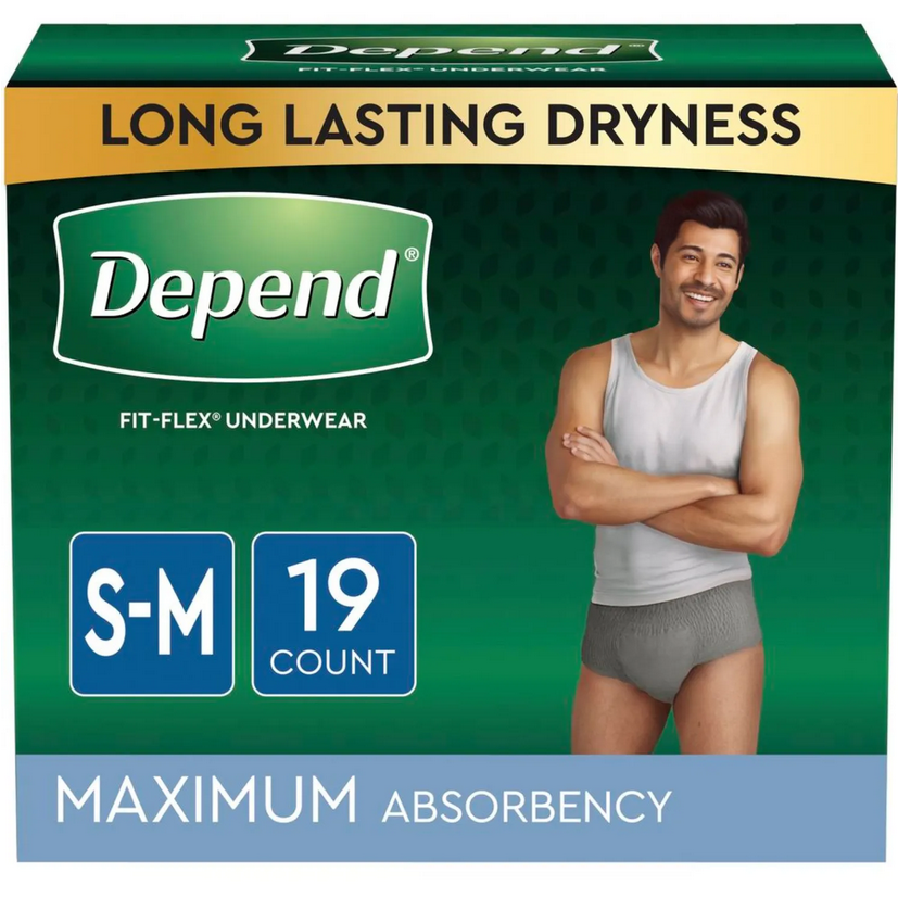 Depend Fit-Flex Incontinence Underwear for Men, Small/Medium, Two