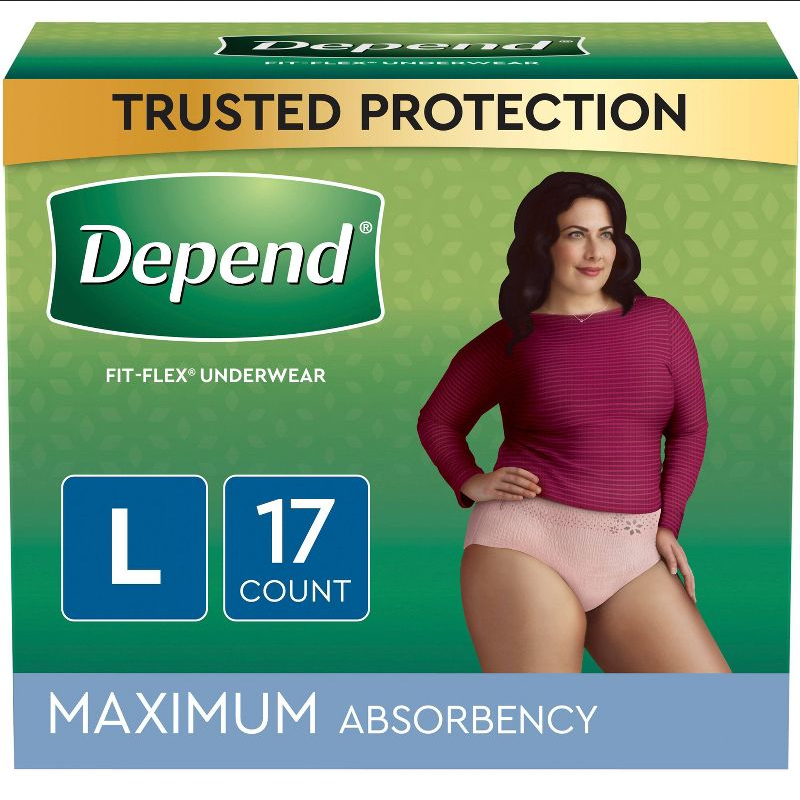 Depend Fit-Flex Incontinence Underwear for Women, Large, Two 17ct