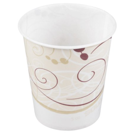 Solo Drinking Cup, Wax Coated Paper, Cold Liquids, 5 ounces, Disposable, Symphony Print, 100 Count