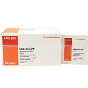 Uni-Solve Adhesive Remover Skin Wipes, 50/box for gentle adhesive removal and skin care.