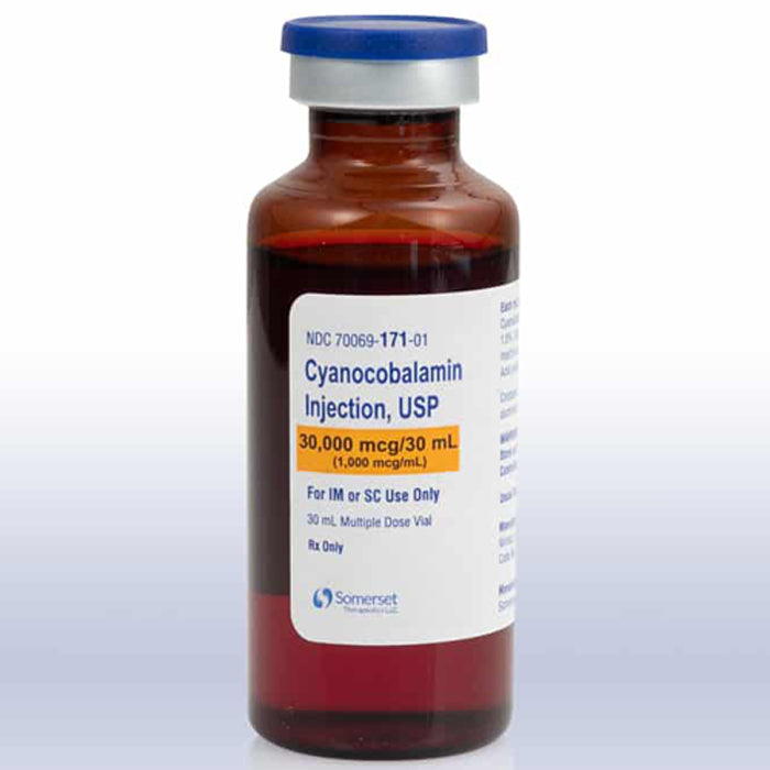 Buy Somerset Therapeutics Somerset Cyanocobalamin for injection 1000 mcg Multiple-Dose Vials 30mL x 10/Box  (Rx)  online at Mountainside Medical Equipment