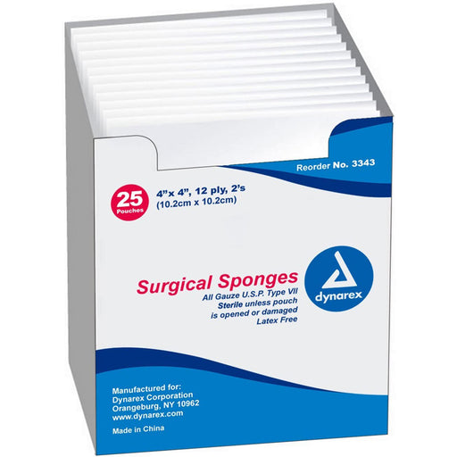 Dynarex Sterile Gauze Pad Sponges, 8-Ply Highly Absorbent | Mountainside Medical Equipment 1-888-687-4334 to Buy