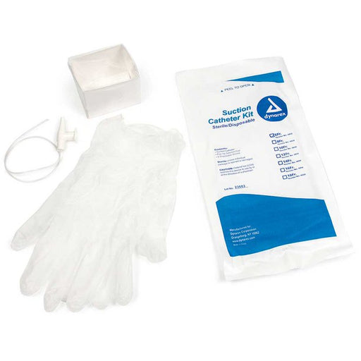 Dynarex Suction Catheter Kit with 14fr Catheter, Pop-Up Cup & 1 pr of Vinyl Gloves | Mountainside Medical Equipment 1-888-687-4334 to Buy