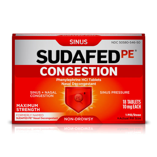 Nasal Congestion Relief, | Sudafed PE Congestion, Maximum-Strength Sinus Pressure and Nasal Congestion Relief, 18 Count