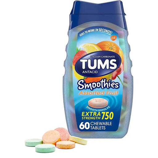 GlaxoSmithKline TUMS Smoothies 750mg Extra Strength Assorted Fruit Flavor 60 Chewable Tables | Buy at Mountainside Medical Equipment 1-888-687-4334