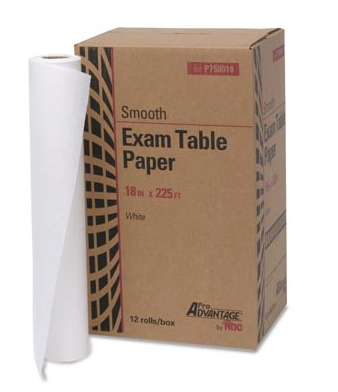 18 x 225 Feet White Light-Weight Smooth Exam Table Paper - 12 Rolls/Box