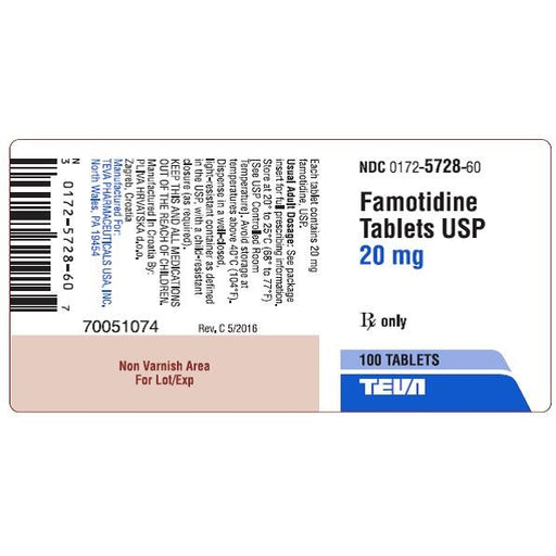 Cardinal Health Teva Famotidine 20 mg Acid Reducer Tablets, 100 count | Buy at Mountainside Medical Equipment 1-888-687-4334