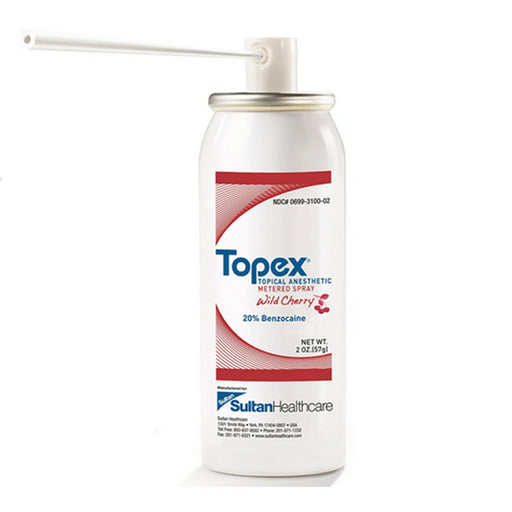 Buy Sultan Healthcare Topex Topical Anesthetic Metered Spray 20% Benzocaine Wild Cherry with 25 Dispensing Tips  online at Mountainside Medical Equipment