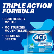 ACT Dry Mouth Relief Lozenges 18 Count for oral health; soothing, hydrating care for dry mouth relief.