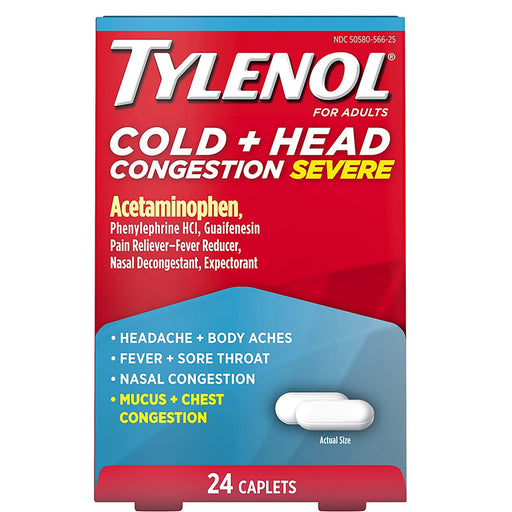 Buy Johnson and Johnson Consumer Inc Tylenol Cold and Head Severe Congestion Relief 24 Caplets  online at Mountainside Medical Equipment
