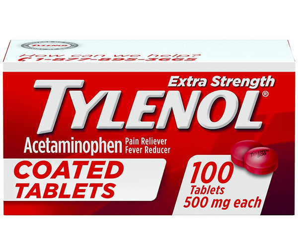 Tylenol Extra Strength 500mg Pain Reliever Fever Reducer Coated Tablets,  100 Count