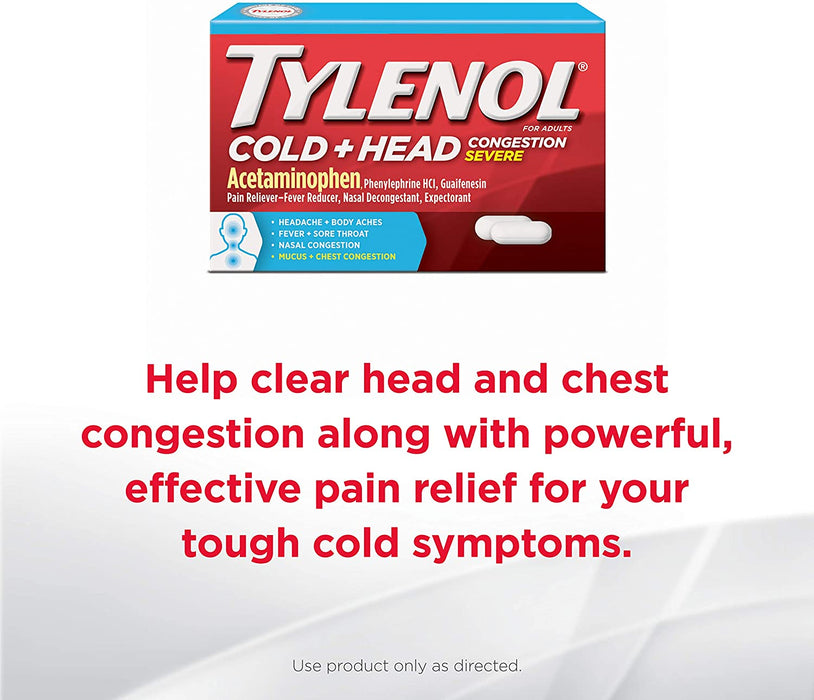 Buy Johnson and Johnson Consumer Inc Tylenol Cold and Head Severe Congestion Relief 24 Caplets  online at Mountainside Medical Equipment