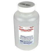 Sterile Normal Saline Irrigation Solution in use for wound care; promotes healing and reduces infection.