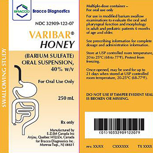 Buy Bracco EZ Varibar Honey Barium Sulfate Oral Suspension 40% w/v 250 mL  online at Mountainside Medical Equipment