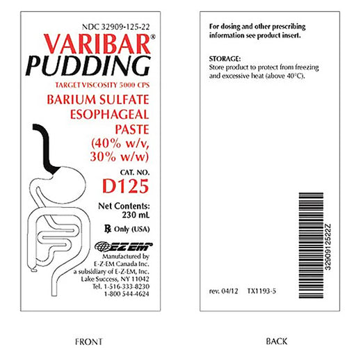Buy Bracco EZ Varibar Pudding Barium Sulfate Esophageal Paste 230mL  online at Mountainside Medical Equipment