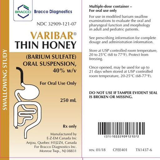 Buy Bracco EZ Varibar Thin Honey Barium Sulfate Oral Suspension 40% w/v 250 mL, 12/Case  online at Mountainside Medical Equipment