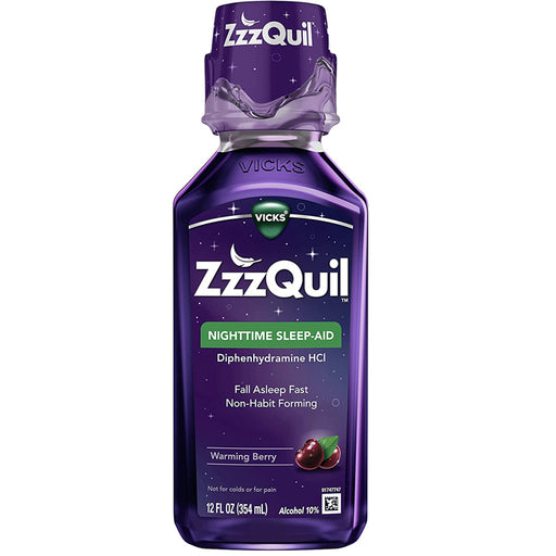 Insomnia, | Vicks ZZZquil Sleep Aid Liquid Warming Berry Flavor 12 oz