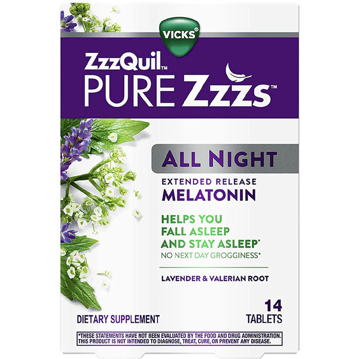 Buy Procter & Gamble Vicks ZzzQuil Pure Zzzs All Night Extended Release Melatonin Sleep Aid 14 Count  online at Mountainside Medical Equipment