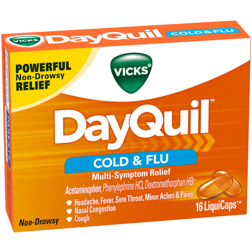 Buy Procter & Gamble Vicks DayQuil Cold & Flu Multi-Symptom Daytime Relief LiquiCaps 16 Count  online at Mountainside Medical Equipment