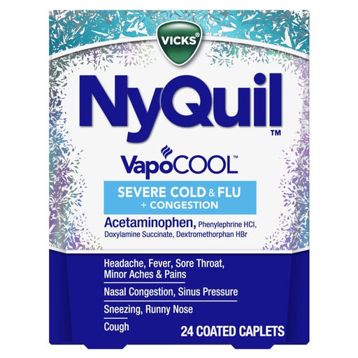 Cold & Flu | Vicks NyQuil Severe VapoCOOL Cold & Flu Caplets 24 ct