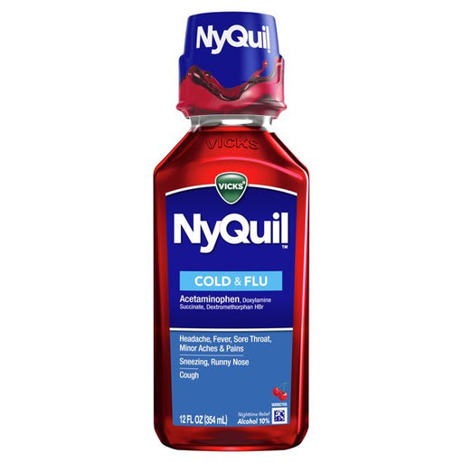 Procter & Gamble Vicks Nyquil Cold & Flu Liquid Cherry 12 oz | Mountainside Medical Equipment 1-888-687-4334 to Buy