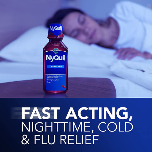 Buy Procter & Gamble Vicks Nyquil Cold and Flu Medicine Cherry Flavor 8 oz  online at Mountainside Medical Equipment