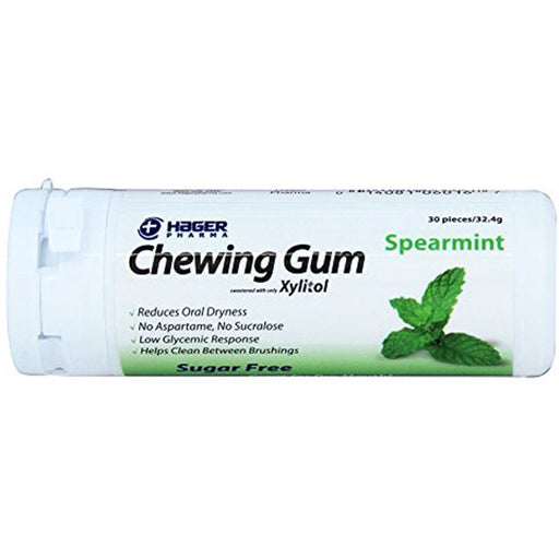 Hager Worldwide Xylitol Chewing Gum to Increase Saliva for Dry Mouth Treatment, Spearmint, Sugar Free 30 Count | Mountainside Medical Equipment 1-888-687-4334 to Buy