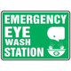 Emergency Eye Wash Station Sign 10 x 14 Adhesive Vinyl
