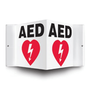 Buy n/a AED Defibrillator Corner Wall Sign, Black/White, 6" x 5"  online at Mountainside Medical Equipment